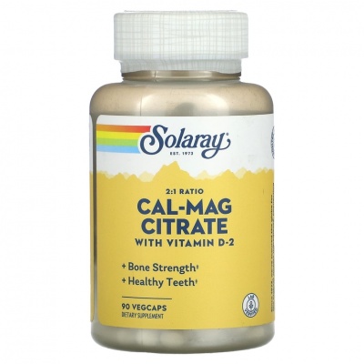 Витамины Solaray Cal-Mag citrate 2:1 ratio 90 капсул